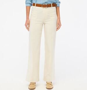 J.Crew Tall Lizzie Hi-Rise Patch Pocket Wide-Leg Pants 35T Off-white Linen Blend